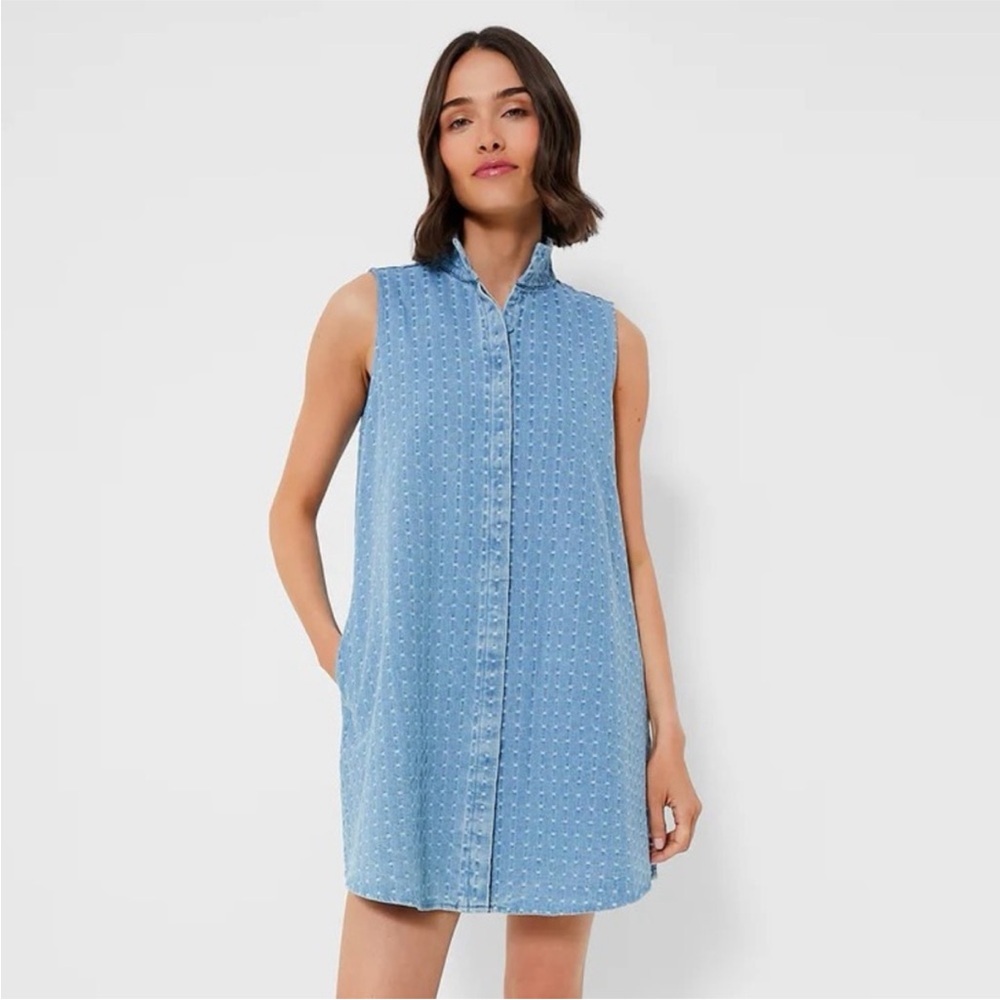 Tuckernuck Light Wash Denim Dot Sleeveless Charlie Dress NWT